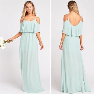 Show Me Your Mumu Womens Caitlin Ruffle Maxi Dress Mint Green XL Wedding Formal